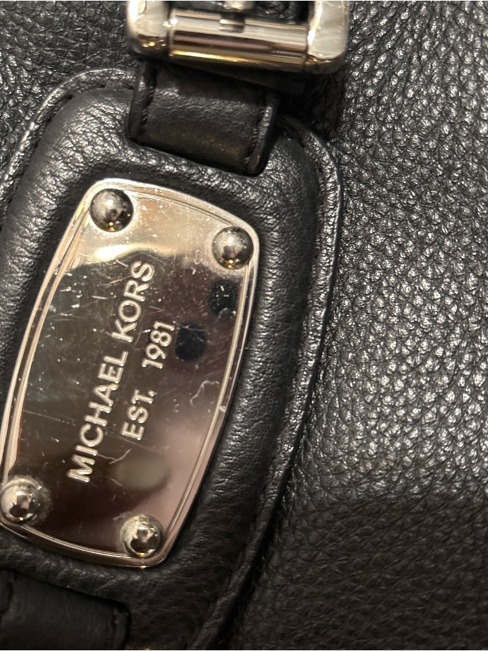 Michael Kors Black Pebbled Leather Shoulder Bag with Silver Hardware - Picture 2 of 6